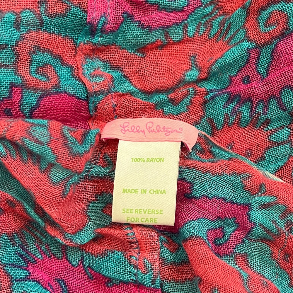 Lilly Pulitzer Pink and Teal Swirl Scarf - Picture 2 of 2